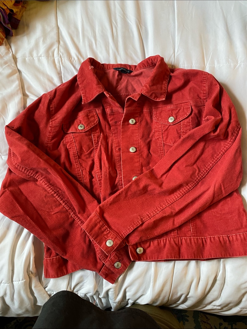 Lands' End Red Corduroy Button-Up Jacket
